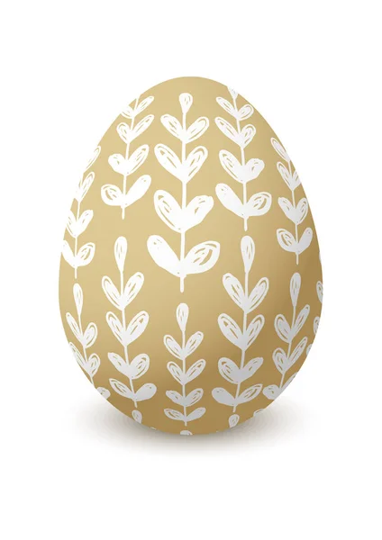 Easter Egg Floral Ornate Isolated White Background — Stock Vector