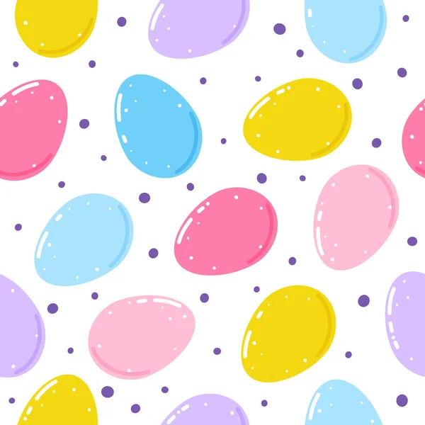 Seamless Pattern Color Easter Eggs Isolated White Background — Stock Vector