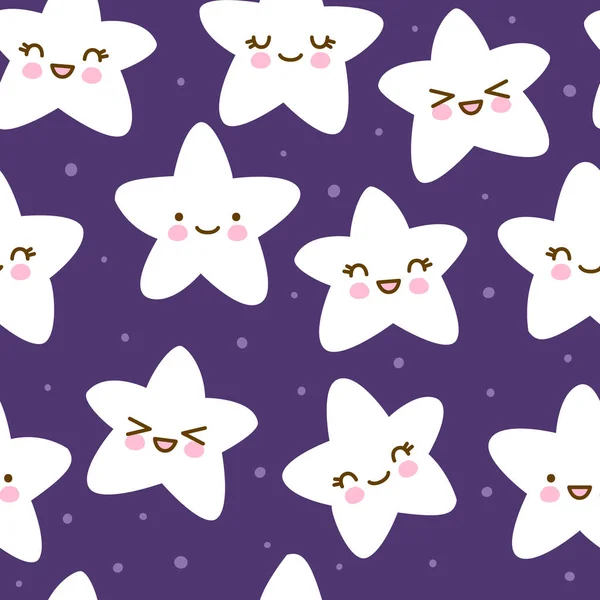 Padrão Sem Costura Com Estrelas Brancas Fundo Roxo — Vetor de Stock