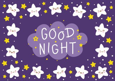 Yıldız çerçeve ile sevimli mor arka plan