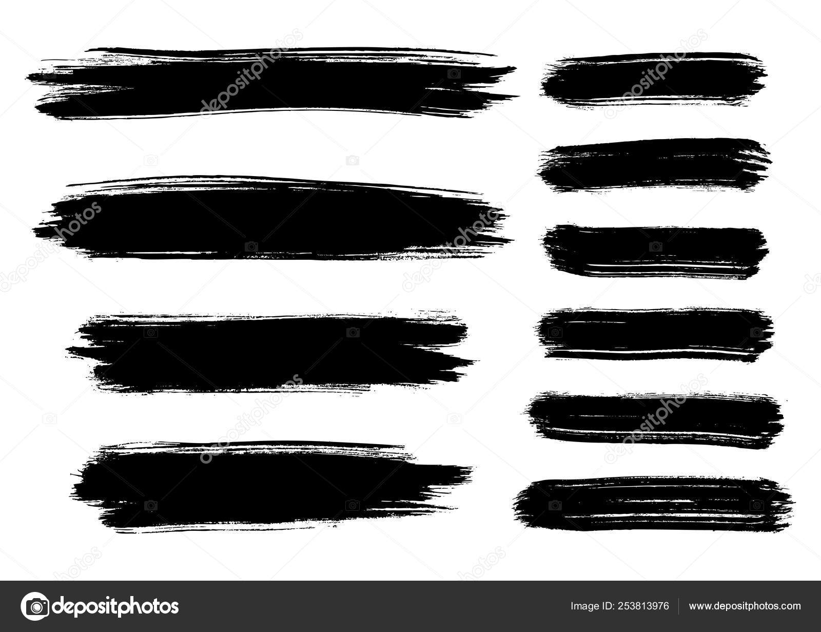 Set Paint Texture Elements Isolated White Background Stock Vector Image