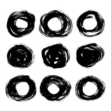 Beyaz arka plan üzerinde izole yuvarlak boya doku öğeleri kümesi