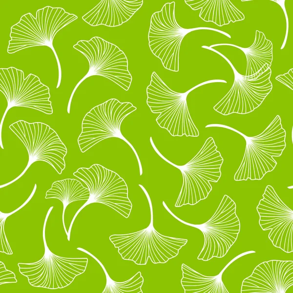 Padrão Sem Costura Com Folhas Gingko Ornamentadas Fundo Verde — Vetor de Stock