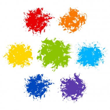 Beyaz arka planda yalıtılmış renk boya doku öğeleri kümesi