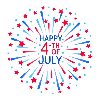 Beyaz arka planda izole bağımsızlık günü tasarımı için havai fişek elemanları grubu