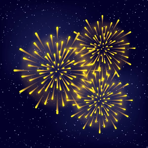 Shiny Fireworks Starry Sky Background — Stock Vector