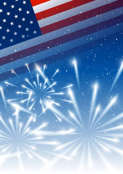 Dia Independência Fundo Com Bandeira Americana Fogos Artifício Brilhantes —  Vetores de Stock
