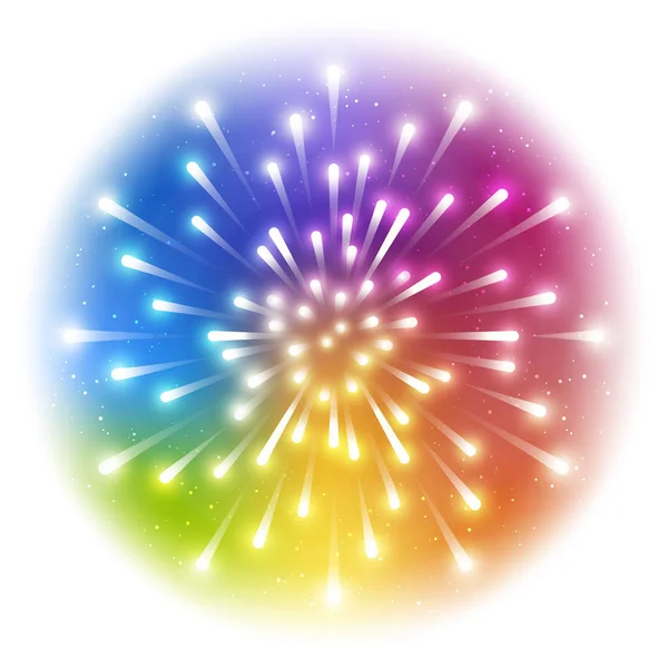 Shiny Rainbow Firework White Background — Stock Vector