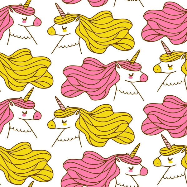 Seamless Pattern Cute Cartoon Unicorns — Stock Vector