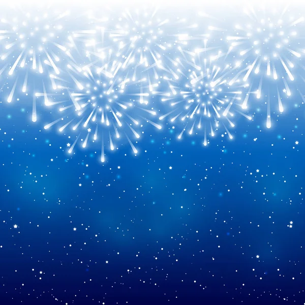 Fuegos Artificiales Brillantes Sobre Fondo Cielo Estrellado — Vector de stock