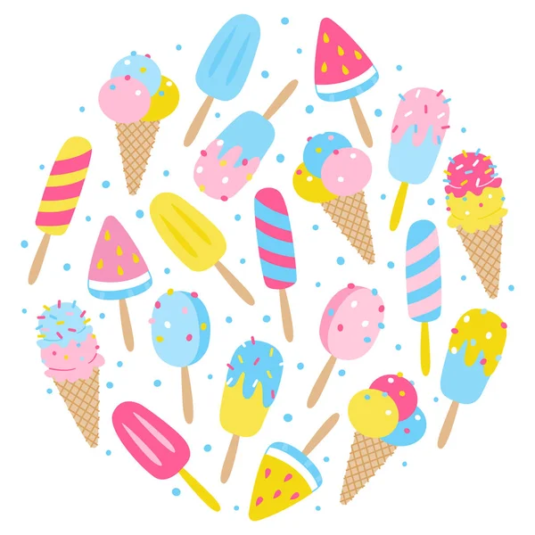 ��artoon ice cream isolated on white background for Your summer — Stock Vector