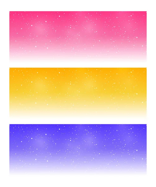 Conjunto Bandeiras Panorâmicas Horizontais Com Estrelas Brilhantes — Vetor de Stock