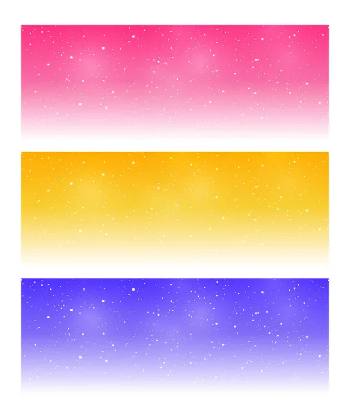 Conjunto Pancartas Panorámicas Horizontales Con Estrellas Brillantes — Vector de stock