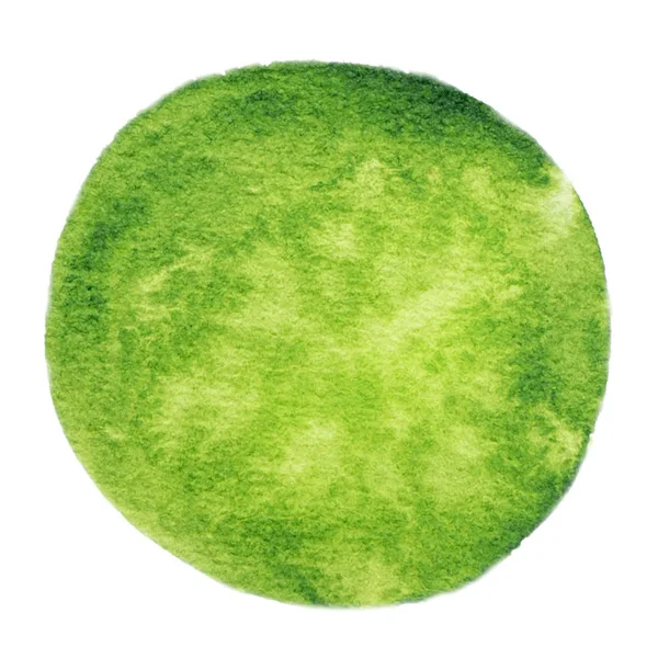 Rund Grön Akvarellfärg Textur Isolerad Vit Bakgrund — Stock vektor