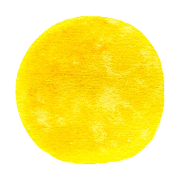 Acuarela Amarilla Redonda Pintura Textura Aislada Sobre Fondo Blanco — Vector de stock