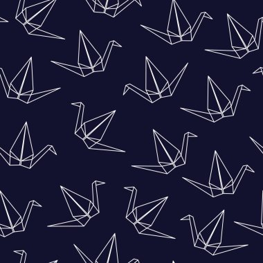 Mavi arka planda Japon origami vinçler ile Dikişsiz desen