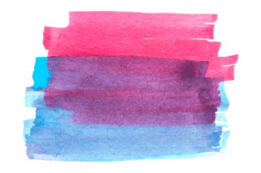 Beyaz arka planda izole pembe ve mavi boya dokusu