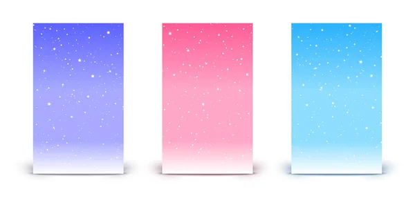 Conjunto Pancartas Verticales Con Estrellas Brillantes Fondos Cielo Color — Vector de stock