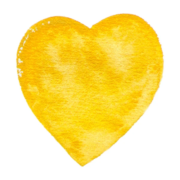 Corazón Amarillo Acuarela Pintura Textura Aislada Sobre Fondo Blanco — Vector de stock