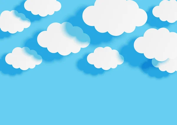 Nubes Papel Sobre Fondo Azul Cielo — Vector de stock