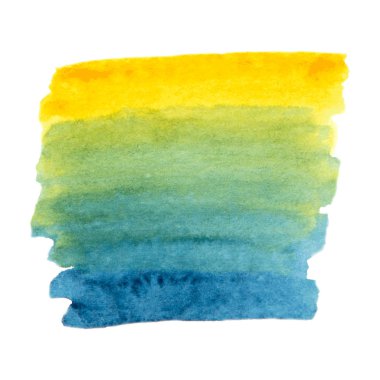 beyaz arka planda izole mavi, yeşil ve sarı boya dokusu