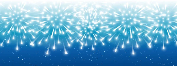 Shiny Fireworks Blue Background — Stock Vector