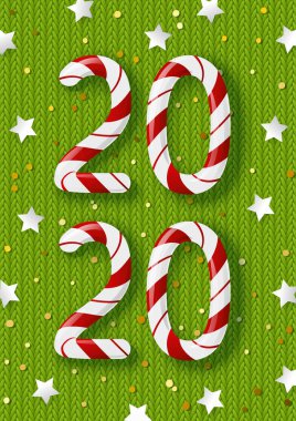 Yeşil arka plan üzerinde 2020 şeker numaraları 