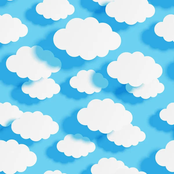 Patrón Sin Costuras Con Nubes Papel Sobre Fondo Cielo Azul — Vector de stock