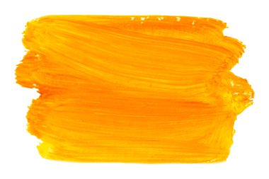 Beyaz arka planda izole sarı ve turuncu boya dokusu