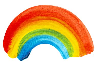 Beyaz guaj elementinde izole edilmiş vektör gökkuşağı boya dokusu