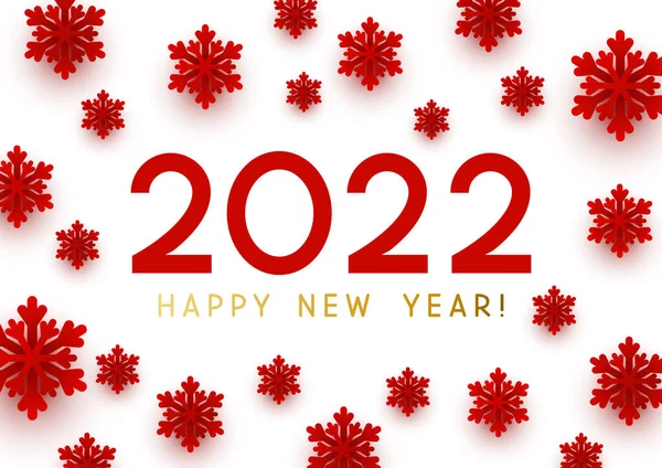 New Year Concept 2022 Numbers White Background Paper Snowflakes Winter — Stock Vector