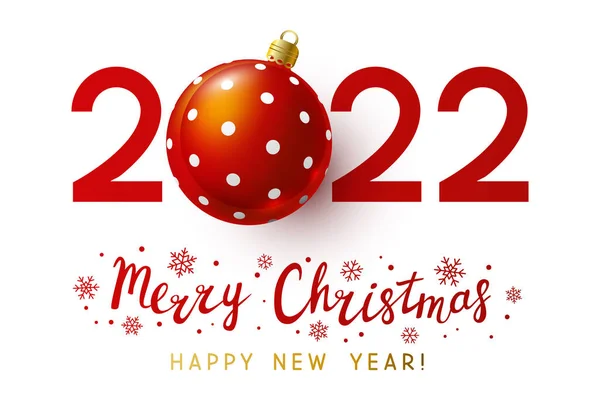 New Year Concept 2022 Numbers Christmas Ball White Background Winter — Stock Vector