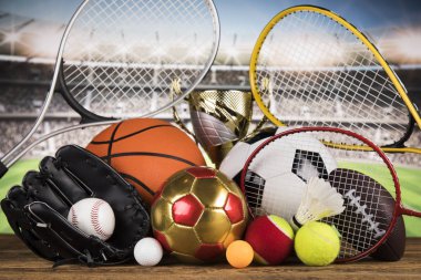 Balls in sport, Trophy and championship concept clipart
