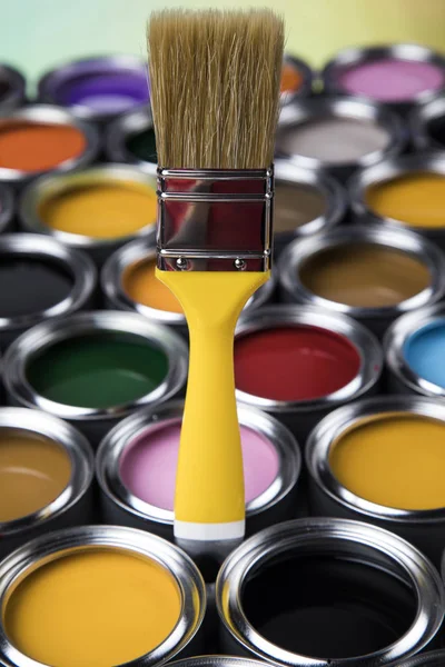 Kolorowe Farby Puszek Pędzel — Zdjęcie stockowe