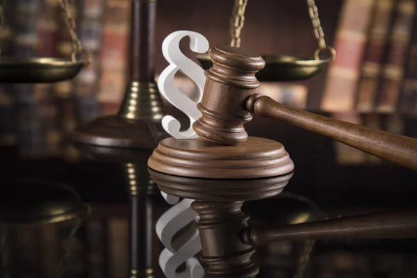 Wooden Gavel Barrister Justice Concept Paragraph — Stock Photo, Image