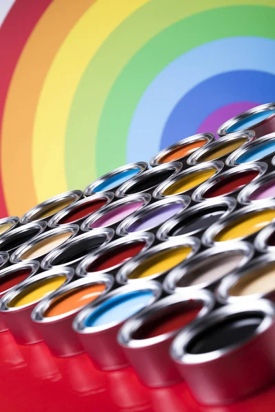 Cubos Llenos Pintura Óleo Color Arco Iris — Foto de Stock