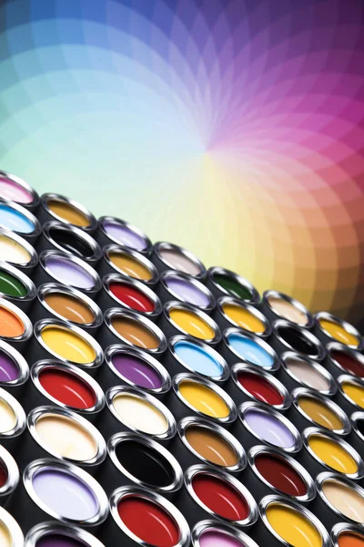 Creativity Concept Group Tin Metal Cans Color Paint — Stock Photo, Image