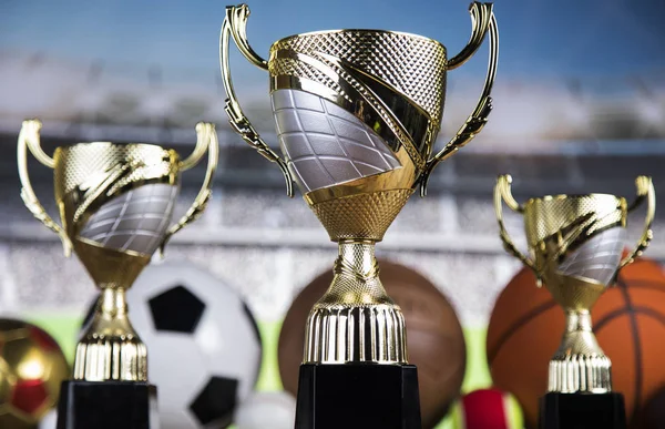 Bolas Esporte Troféu Conceito Campeonato — Fotografia de Stock