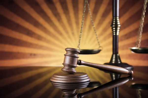 Prawo Drewniany Młot Adwokat Koncepcja Sprawiedliwości Koncepcja Systemu Prawnego — Zdjęcie stockowe