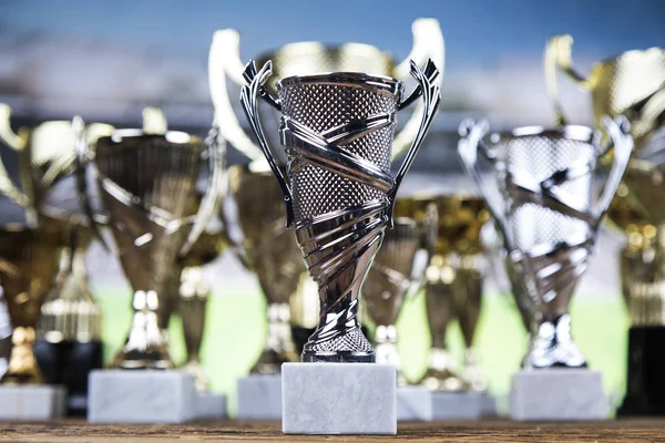 Conceito Vencedor Campeonato Taça Troféu Fundo Esporte — Fotografia de Stock