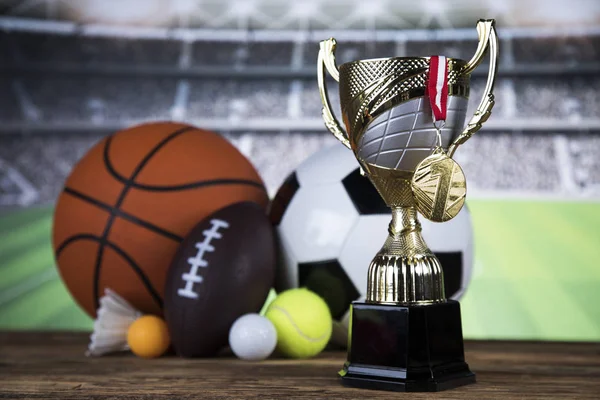 Premio Trofeo Ganador Del Campeonato Fondo Del Estadio Deportivo —  Fotos de Stock