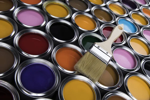 Paintbrush Cans Color — Stock Photo, Image