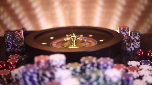 Rulett Kerék Fut Kaszinóban Póker Zseton — Stock videók