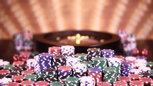 Roleta Rodando Cassino Poker Chips — Vídeo de Stock