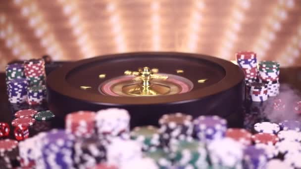 Ruleta Kolo Běží Kasinu Poker Žetony — Stock video