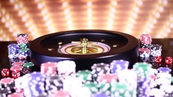 Ruota Della Roulette Esecuzione Casinò Poker Chips — Video Stock