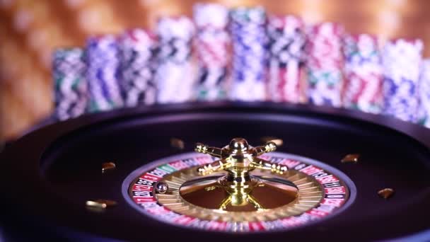 赌场里的轮盘赌 扑克芯片 — 图库视频影像