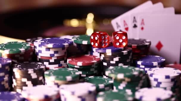 Rueda Ruleta Corriendo Casino Poker Chips — Vídeo de stock