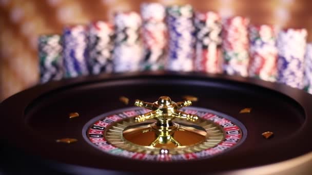 Ruota Della Roulette Esecuzione Casinò Poker Chips — Video Stock