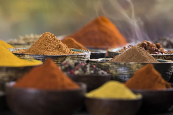 Variety Spices Herbs Kitchen Table — Stock Photo, Image